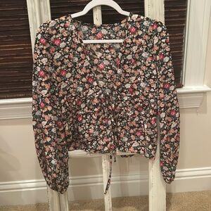 Shein Black Floral Blouse Size XS